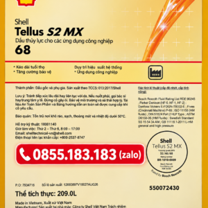 Dầu- SHELL TELLUS S2 MX 68 (209l)